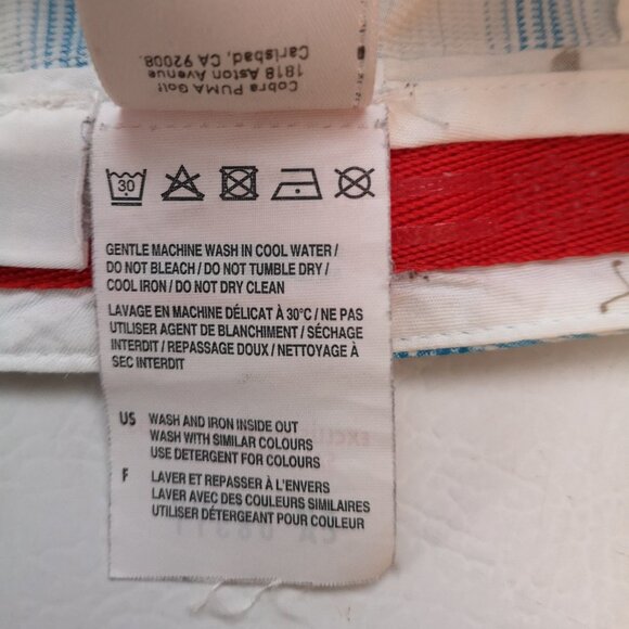 Puma Men's Size 34 Waist Light Blue & White Checkered Flat Front Shorts - Picture 4 of 6